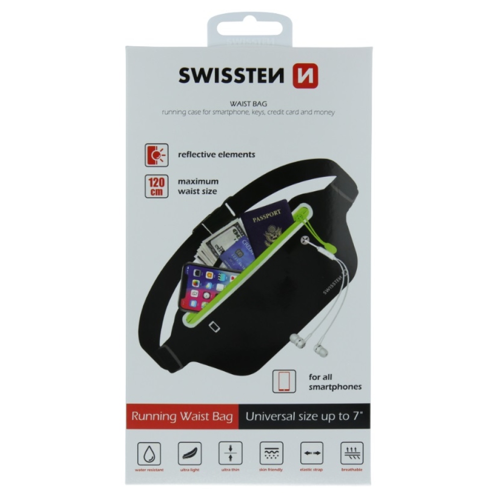 Swissten Fitness deréktáska - fekete/zöld