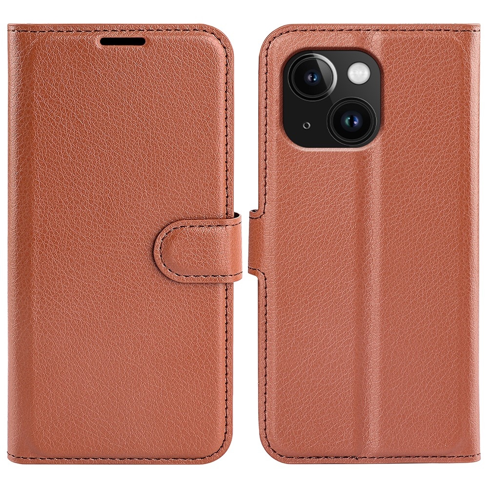 Litchi könyvtáska iPhone 15 készülékhez - barna