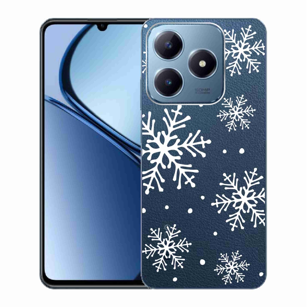 Zselés borítás mmCase a Realme C63 készülékhez - fehér pelyhek átlátszó háttéren