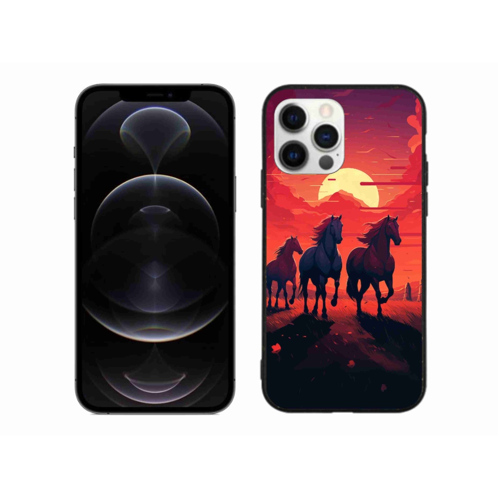 Gél borítás mmCase iPhone 12 Pro Max készülékhez - lovak és naplemente
