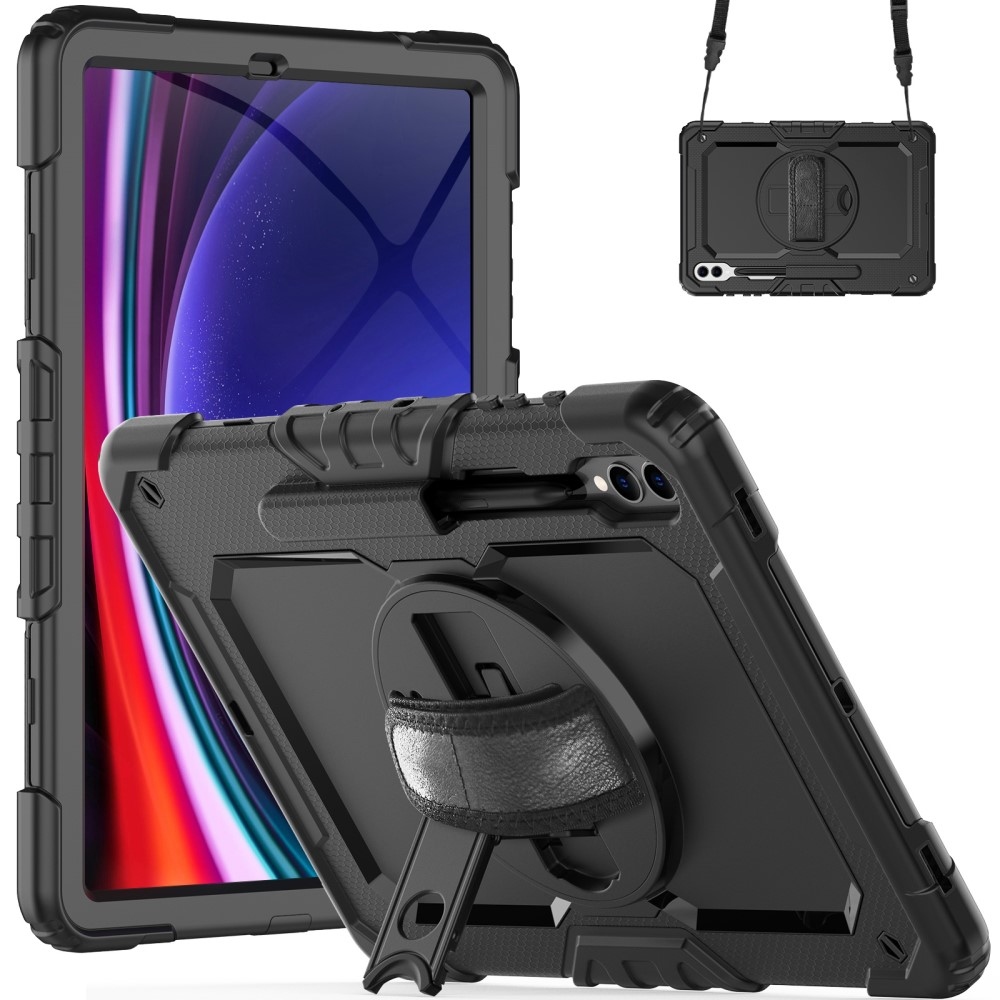 Rúgásálló borítás kézi fogantyúval Samsung Galaxy Tab S9+/Tab S10+ készülékhez - fekete
