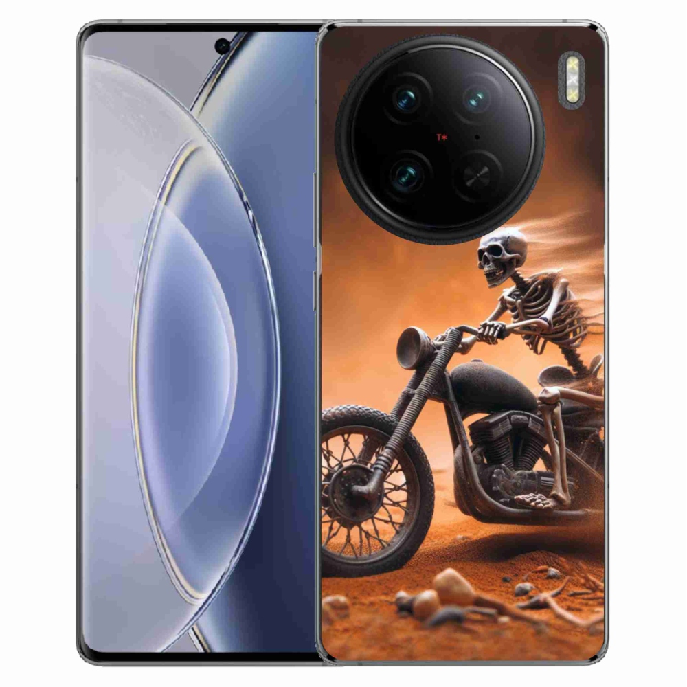 Gél borítás mmCase a Vivo X90 Pro számára - csontváz egy motorkerékpáron