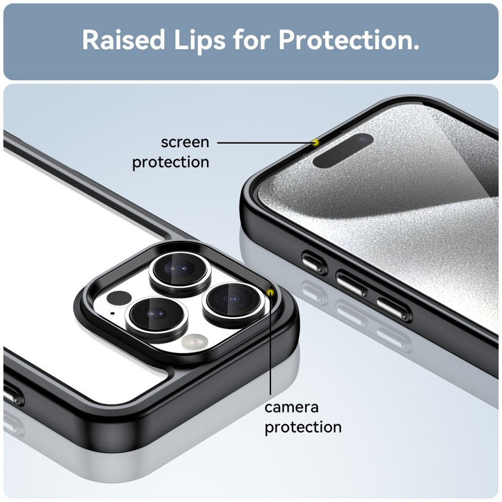 Gél tok fix hátlappal iPhone 16 Pro készülékhez - fekete