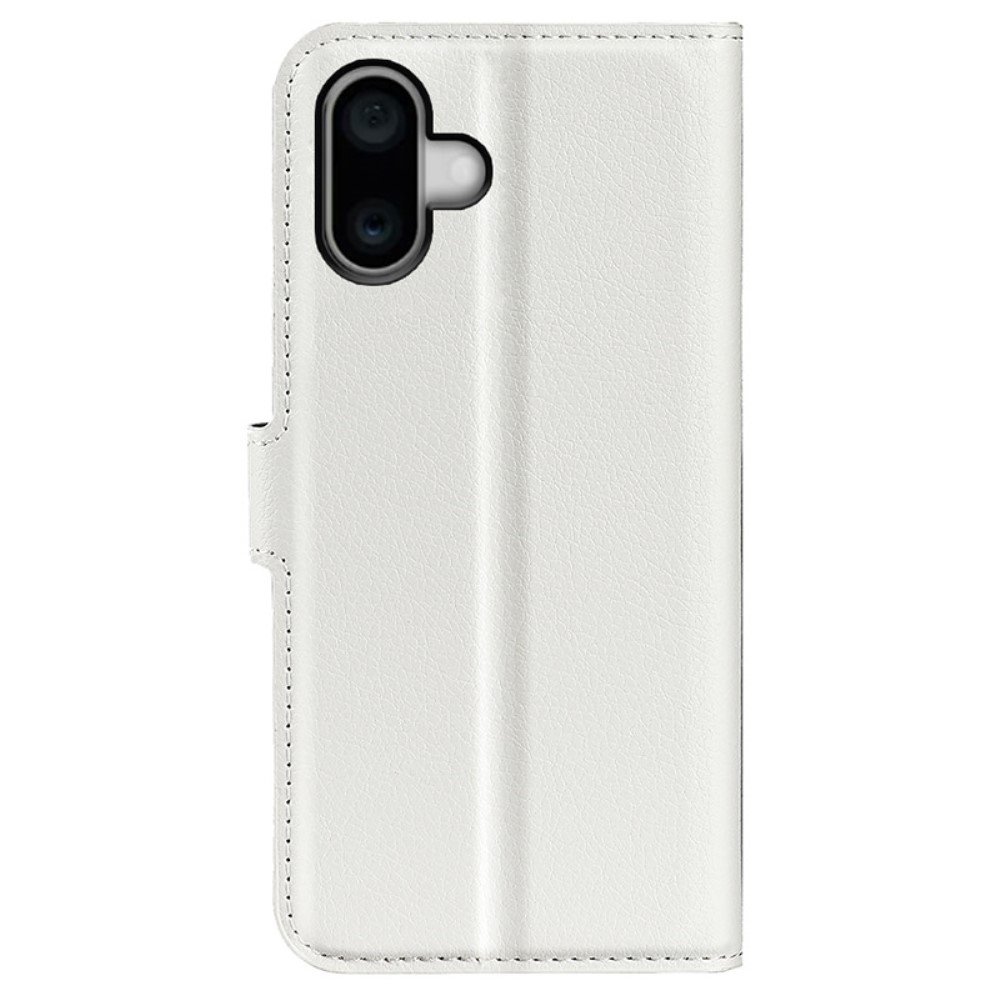 Litchi könyv tok iPhone 16 Plus készülékhez - fehér