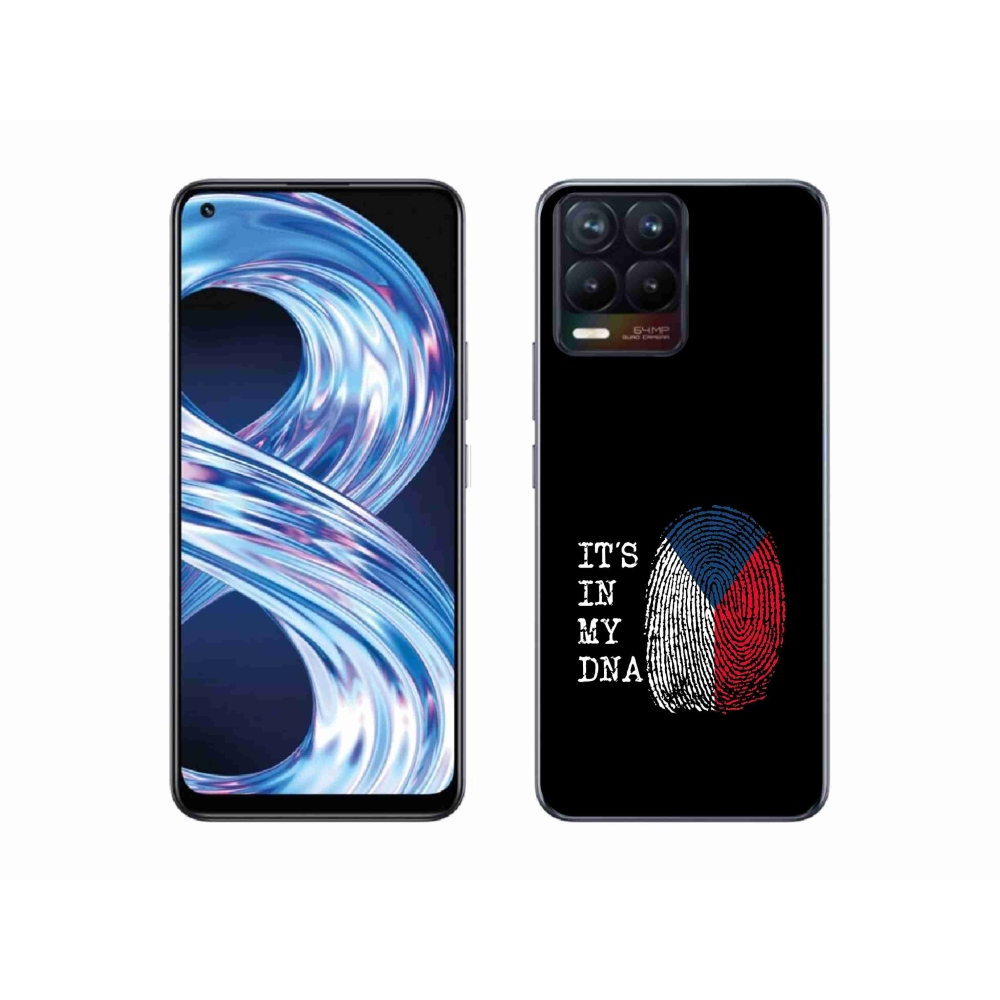 Gél borítás mmCase a Realme 8 4G - zászlós ujjlenyomat fekete háttérrel
