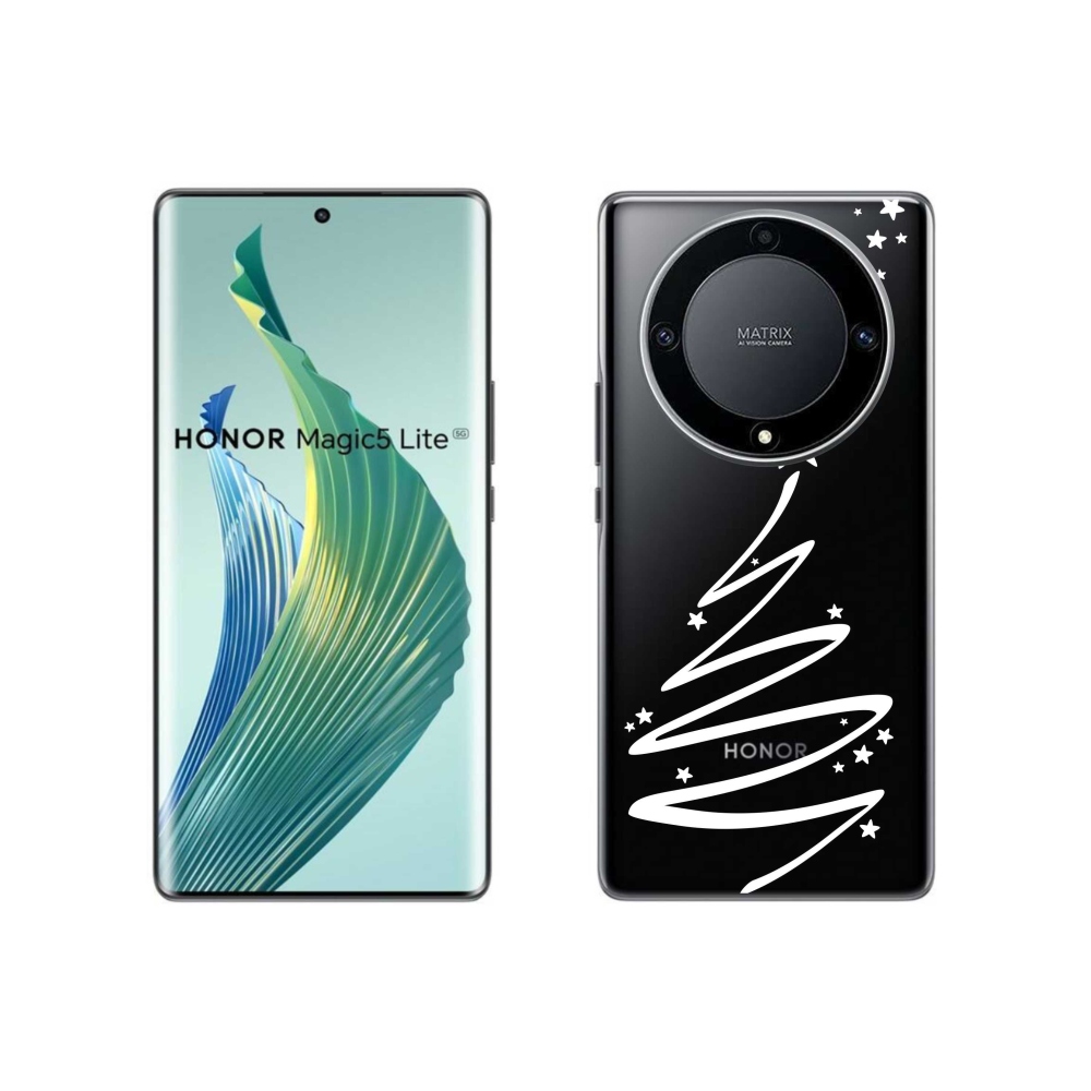 Gél borító mmCase a Honor Magic 5 Lite 5G számára - fehér fa átlátszó háttéren