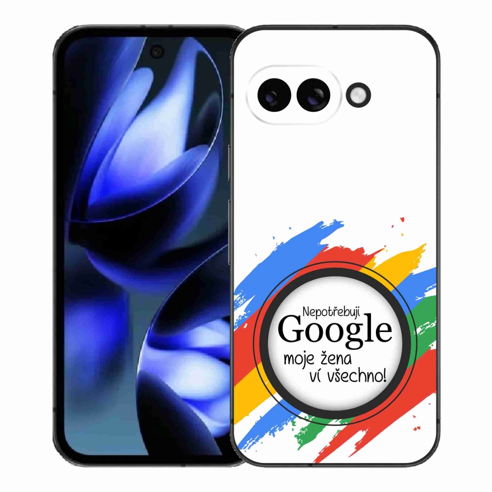 Gél borító mmCase a Google Pixel 9a - nő tudja, minden fehér háttérrel