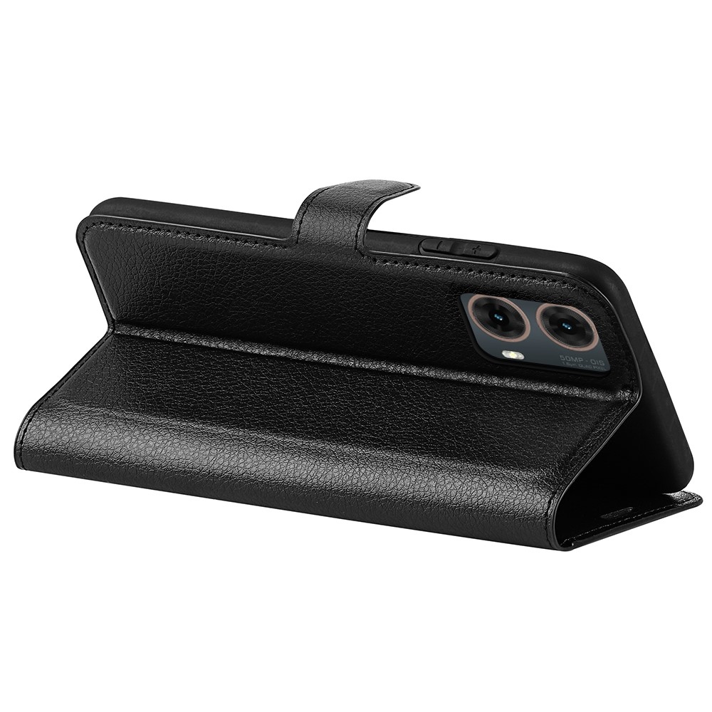 Litchi könyv tok Motorola Moto G85 5G - fekete