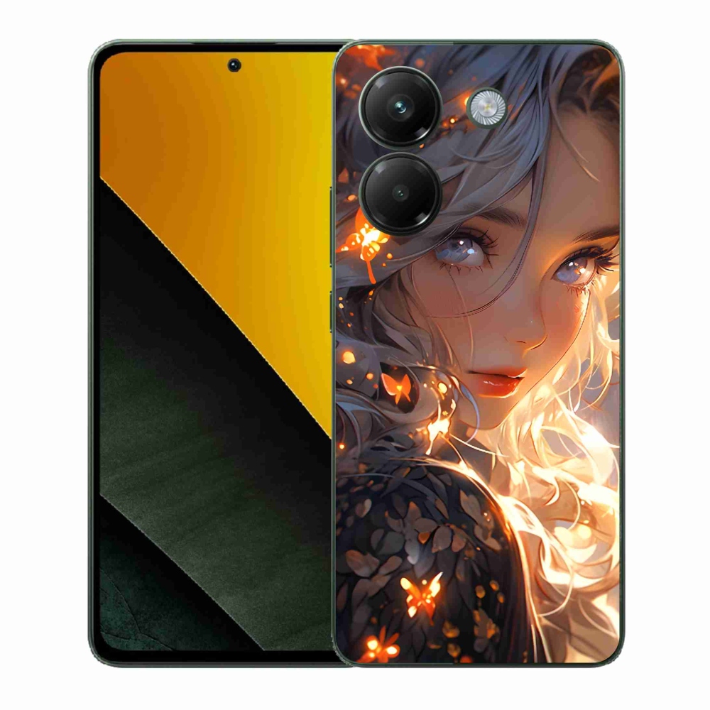 Gél borító mmCase a Xiaomi Poco M7 Pro 5G számára - lány és pillangók