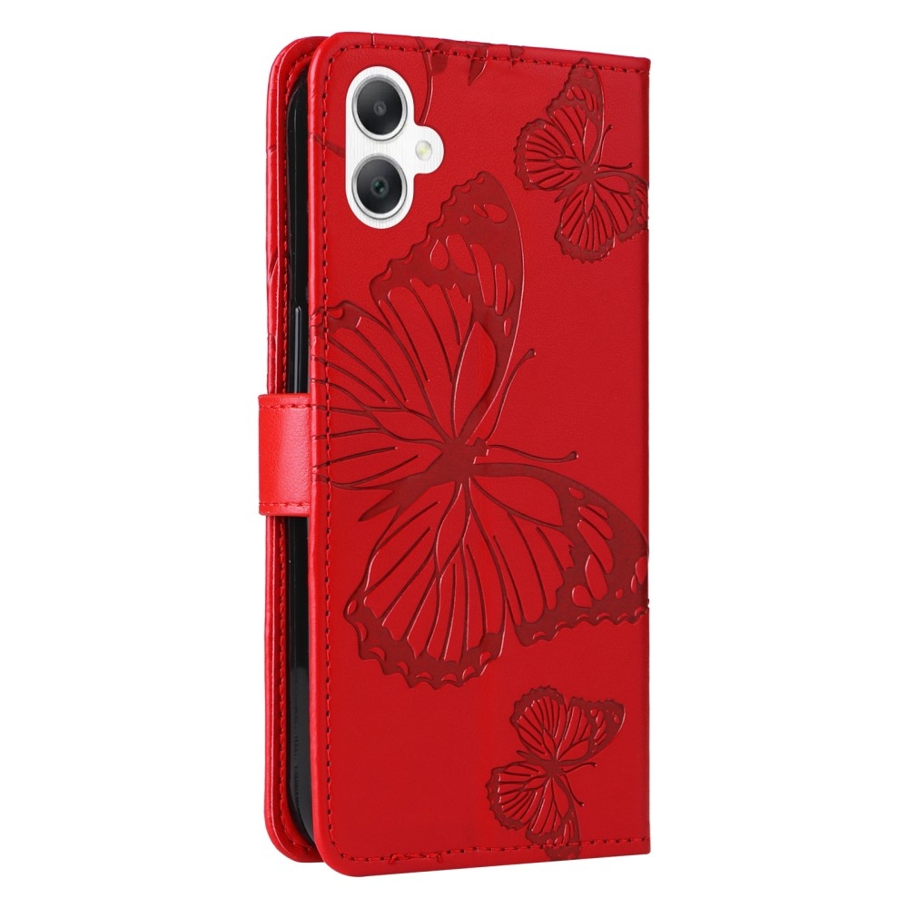 Nagy pillangó könyv tok Samsung Galaxy A06 4G-hez - piros