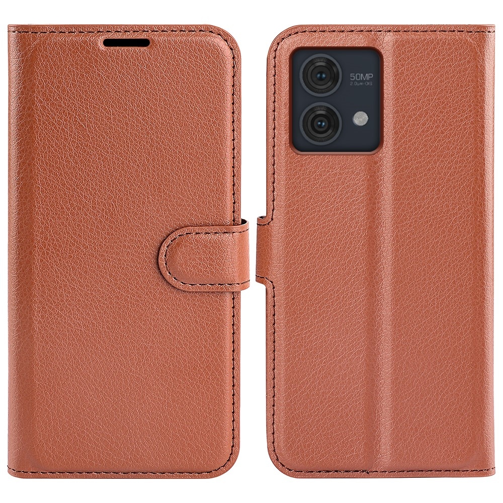 Litchi könyv tok a Motorola Moto G84 5G-hez - barna színű