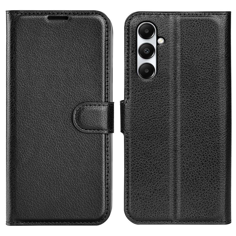 Litchi könyv tok Samsung Galaxy A05s készülékhez - fekete
