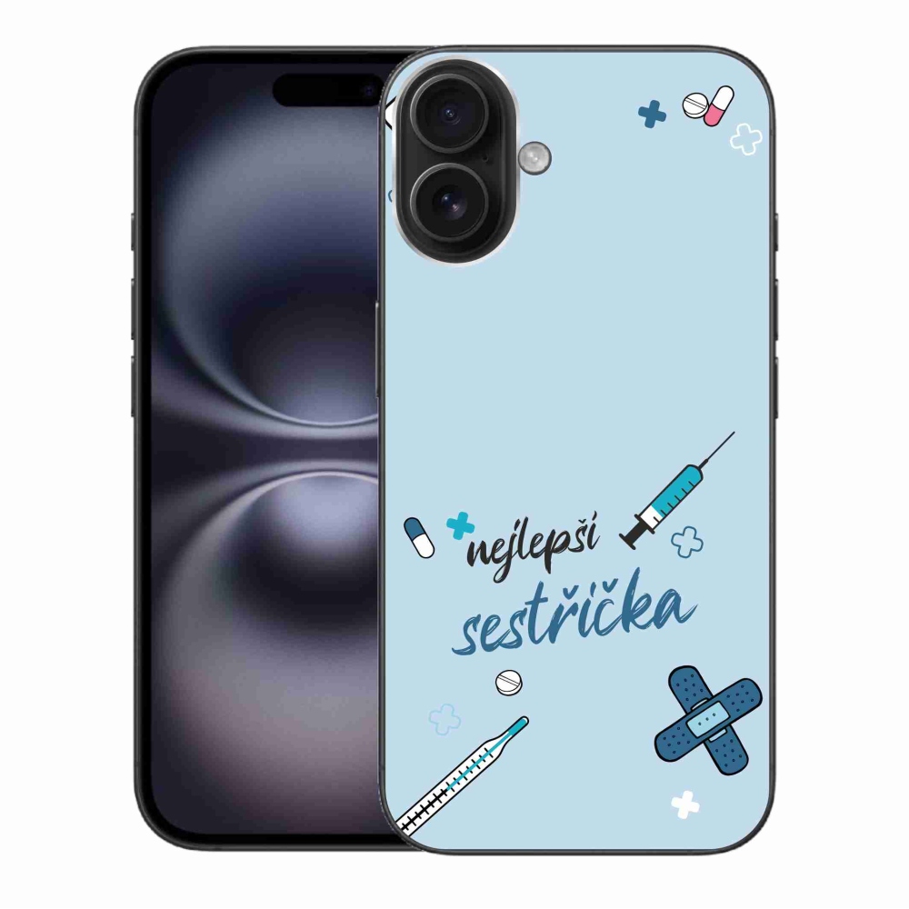 Gél borítás mmCase iPhone 16 Plus készülékhez - legjobb kishúg kék háttérrel