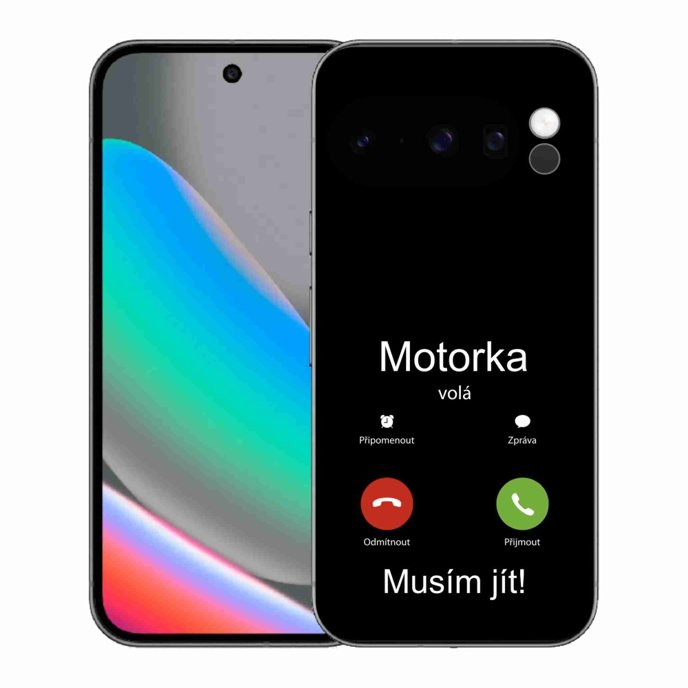 Gél borítás mmCase a Google Pixel 10 Pro-n - motoros hívások fekete háttérrel