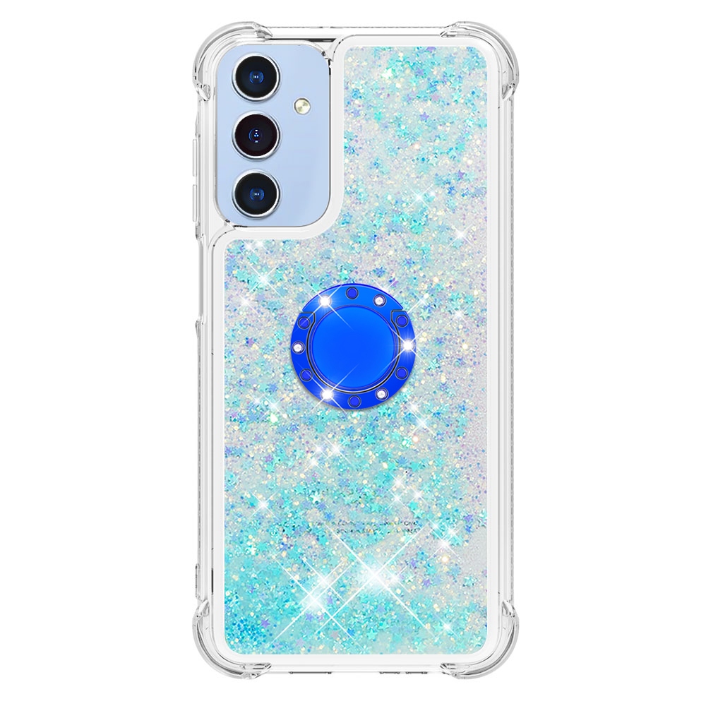 Glitt homokóra zselés tok ujjgyűrűvel Samsung Galaxy A17 5G - kék / csillagok