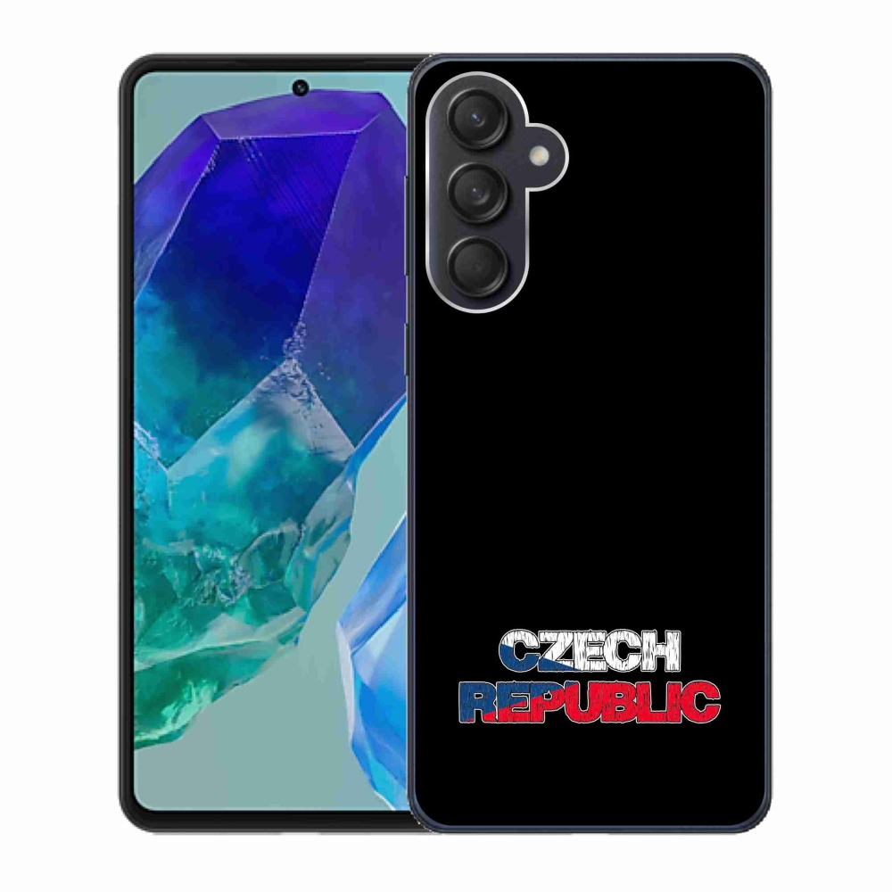 Gél védőhuzat mmCase Samsung Galaxy M55 5G - Csehország fekete háttérrel