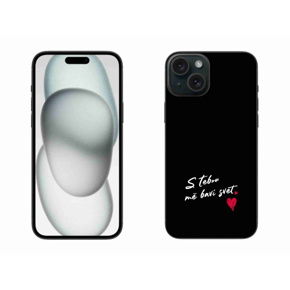 Gél borítás mmCase iPhone 15 Plus készülékhez - szerelmes szöveg 1 fekete háttér