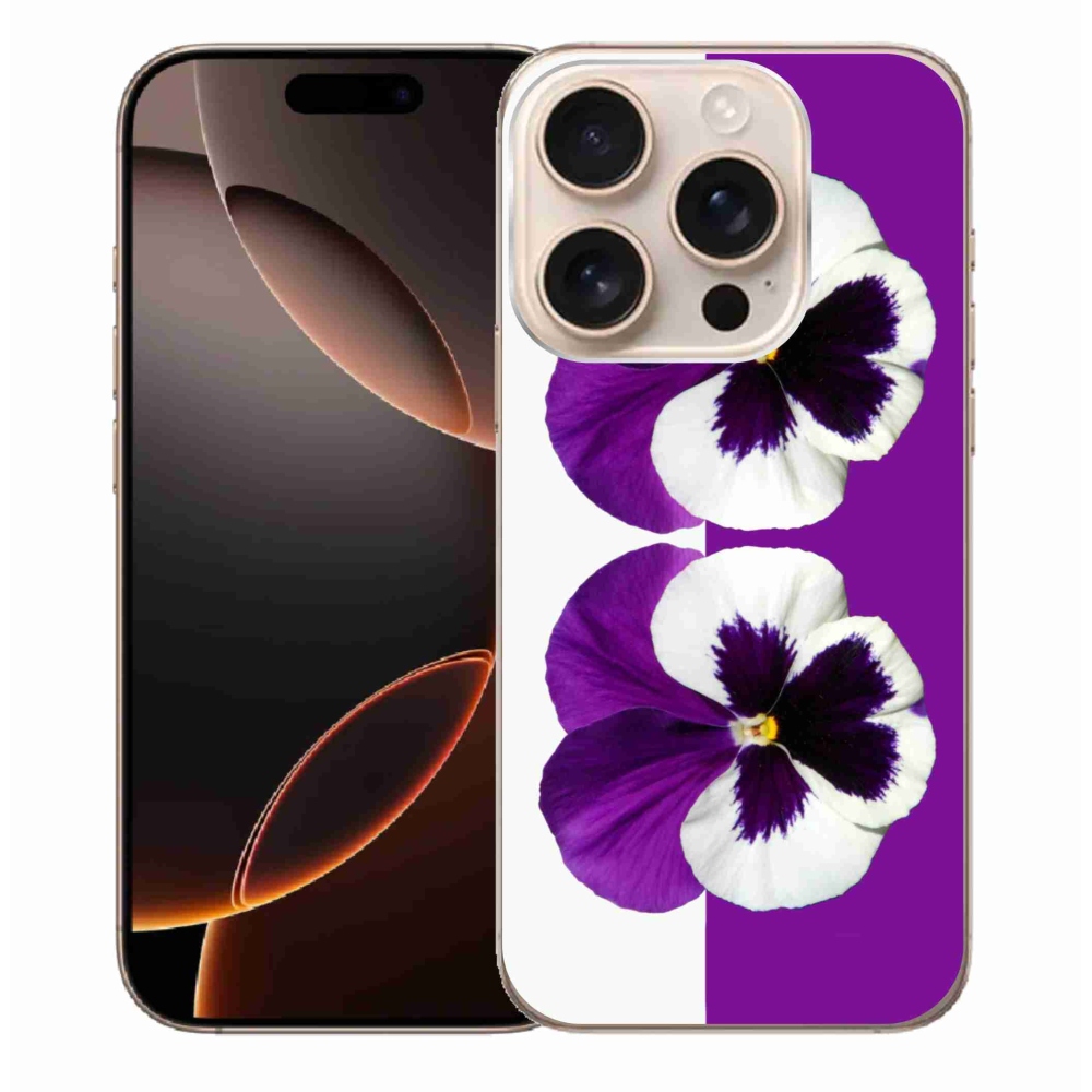 Zselés borítás mmCase iPhone 16 Pro Max készülékhez - lila és fehér virág