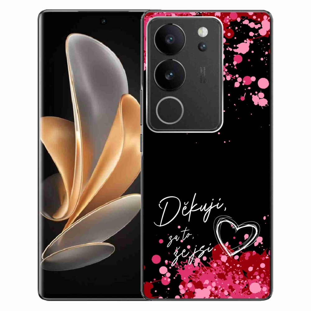 Gél borító mmCase a Vivo V29 5G-n - szerelmes szöveg 2 fekete háttérrel