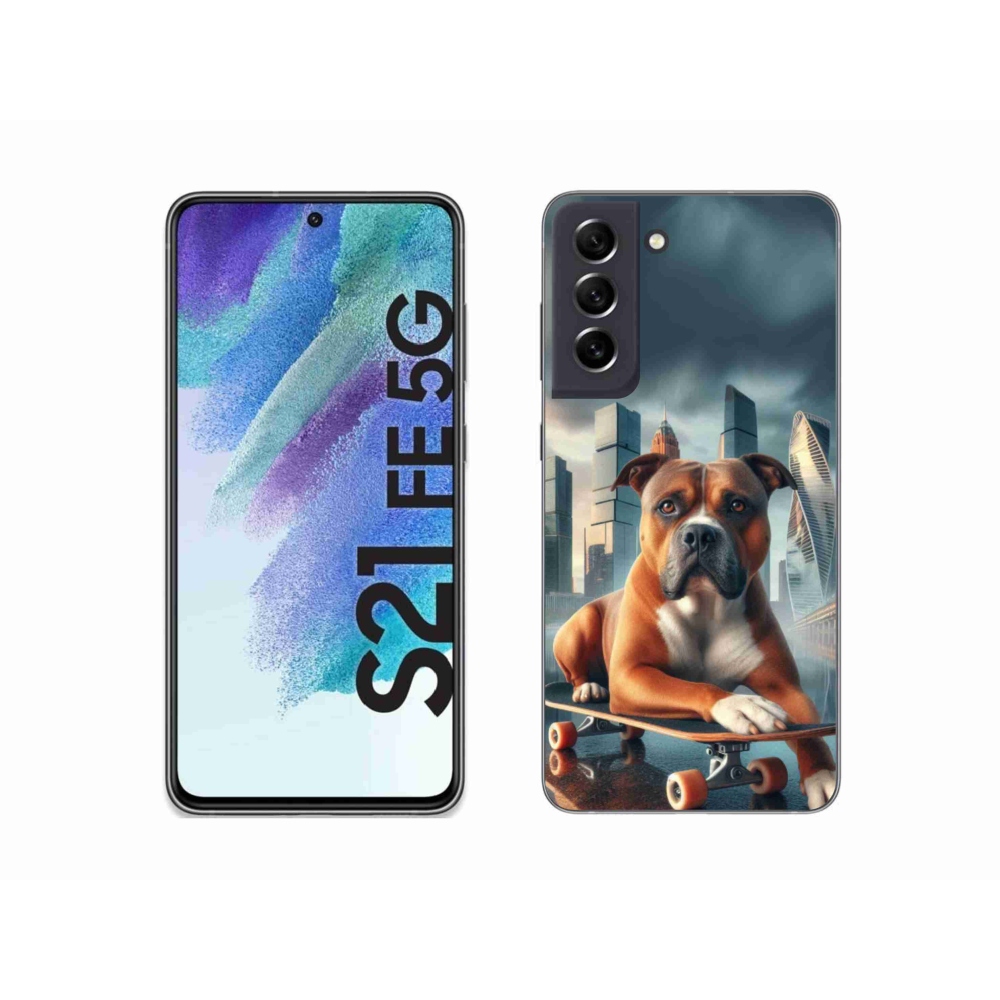 Zselés borítás mmCase Samsung Galaxy S21 FE 5G - kutya gördeszkán