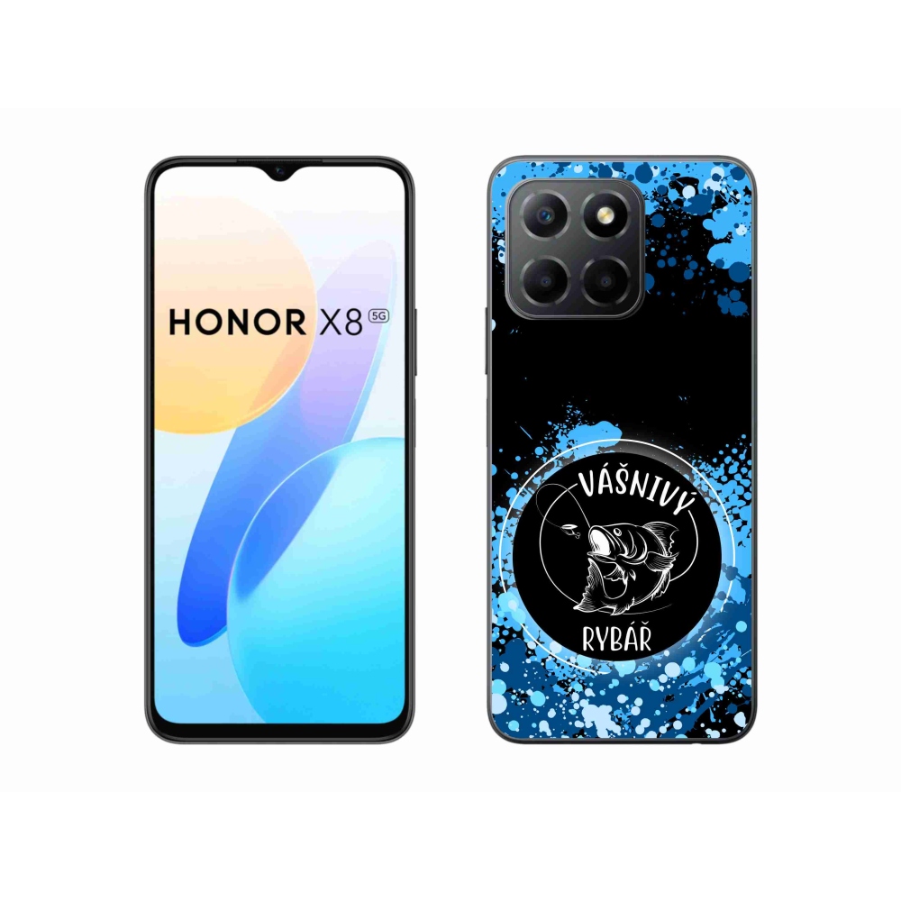 Zselés borítás mmCase a Honor X8 5G/Honor 70 Lite 5G számára - szenvedélyes halász fekete háttérrel