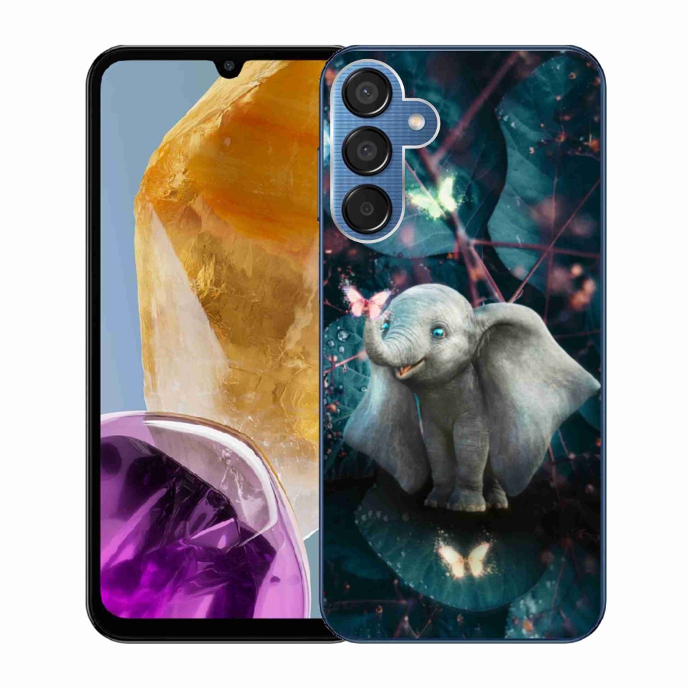 Zselés borítás mmCase Samsung Galaxy M15 5G - aranyos elefánthoz