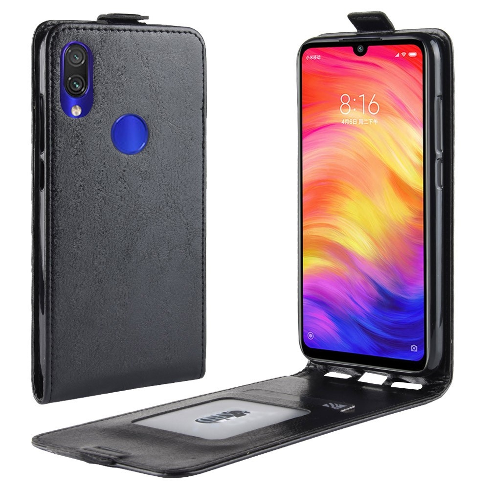 Függőleges könyv tok Xiaomi Redmi Note 7-hez - fekete