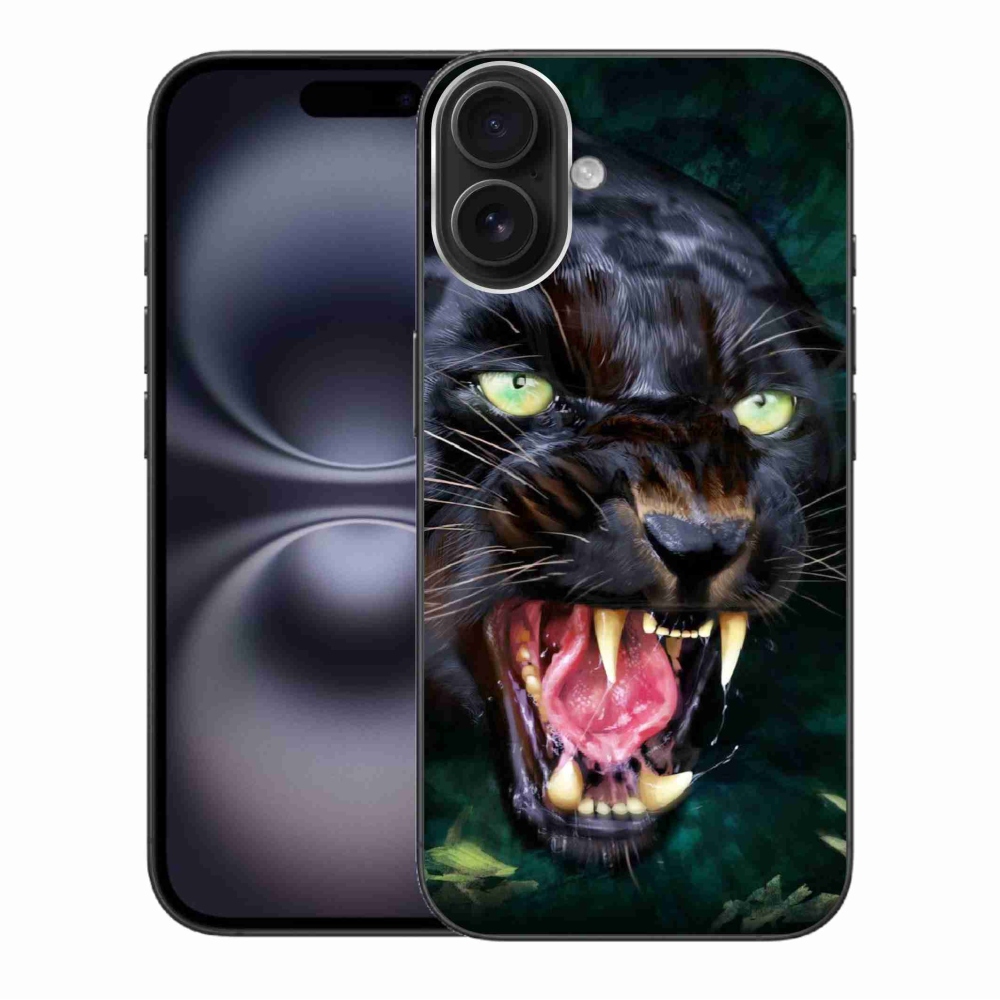 Zselés borítás mmCase iPhone 16 Plus készülékhez - dühös fekete párduc
