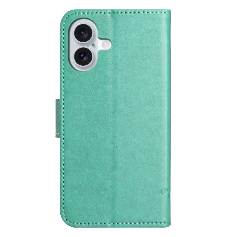 Virágos könyvtáska iPhone 16-hoz - teal