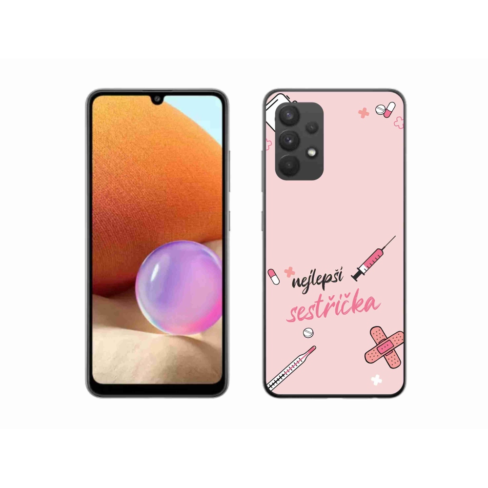 Gél borító mmCase Samsung Galaxy A32 4G - legjobb kishúg rózsaszín háttérrel