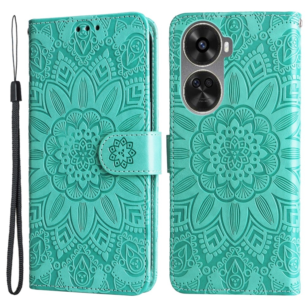 Napraforgó könyvtáska Huawei Nova 12 SE-hez - teáskék színben