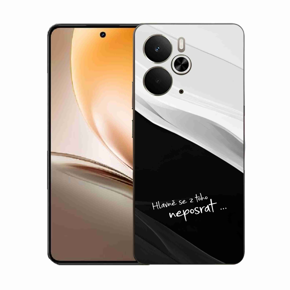 Gél borító mmCase a Realme 14 5G számára - vicces szöveg 13 fekete és fehér háttérrel