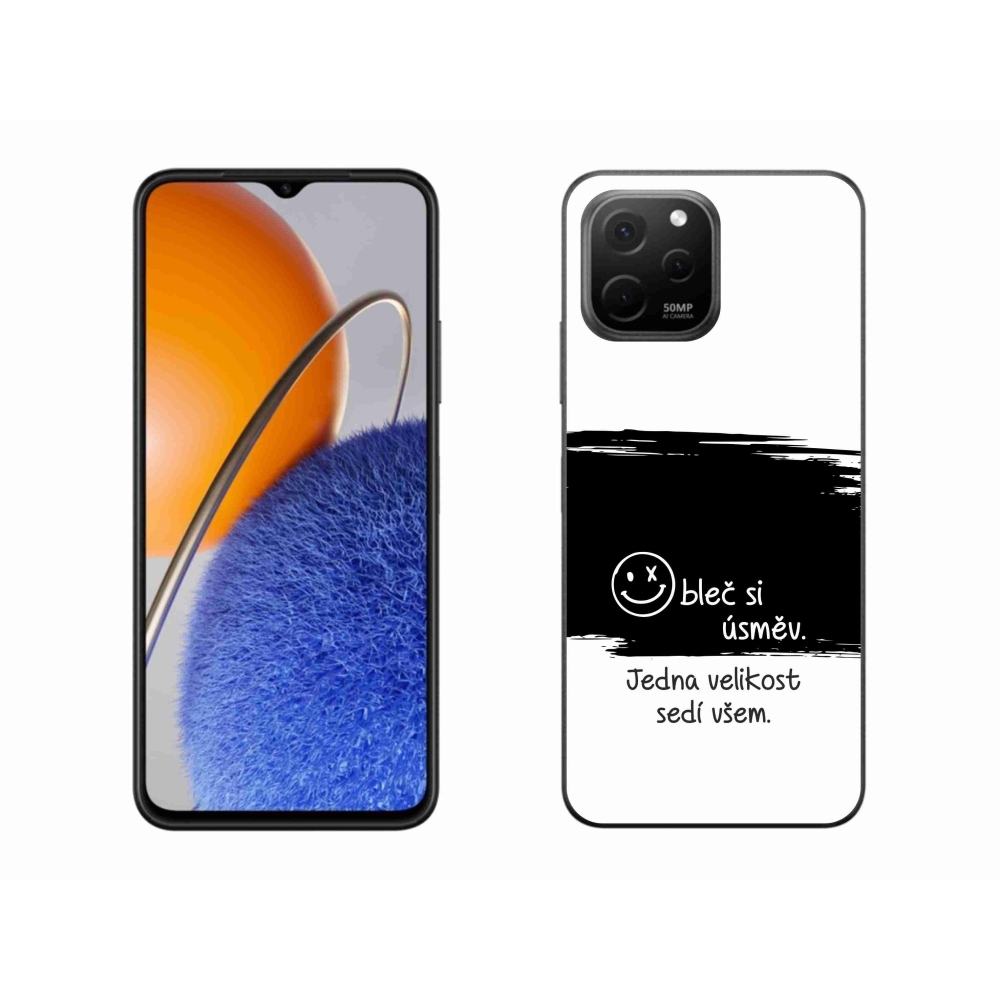 Gél borító mmCase a Huawei Nova Y61 készülékhez - vicces szöveg 8 fekete és fehér háttérrel