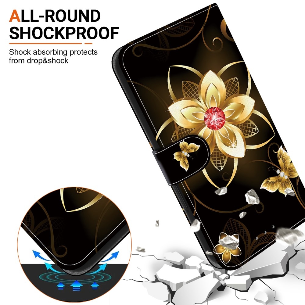 Sokoldalú könyvtáska Samsung Galaxy A36 5G/A56 5G - arany virág