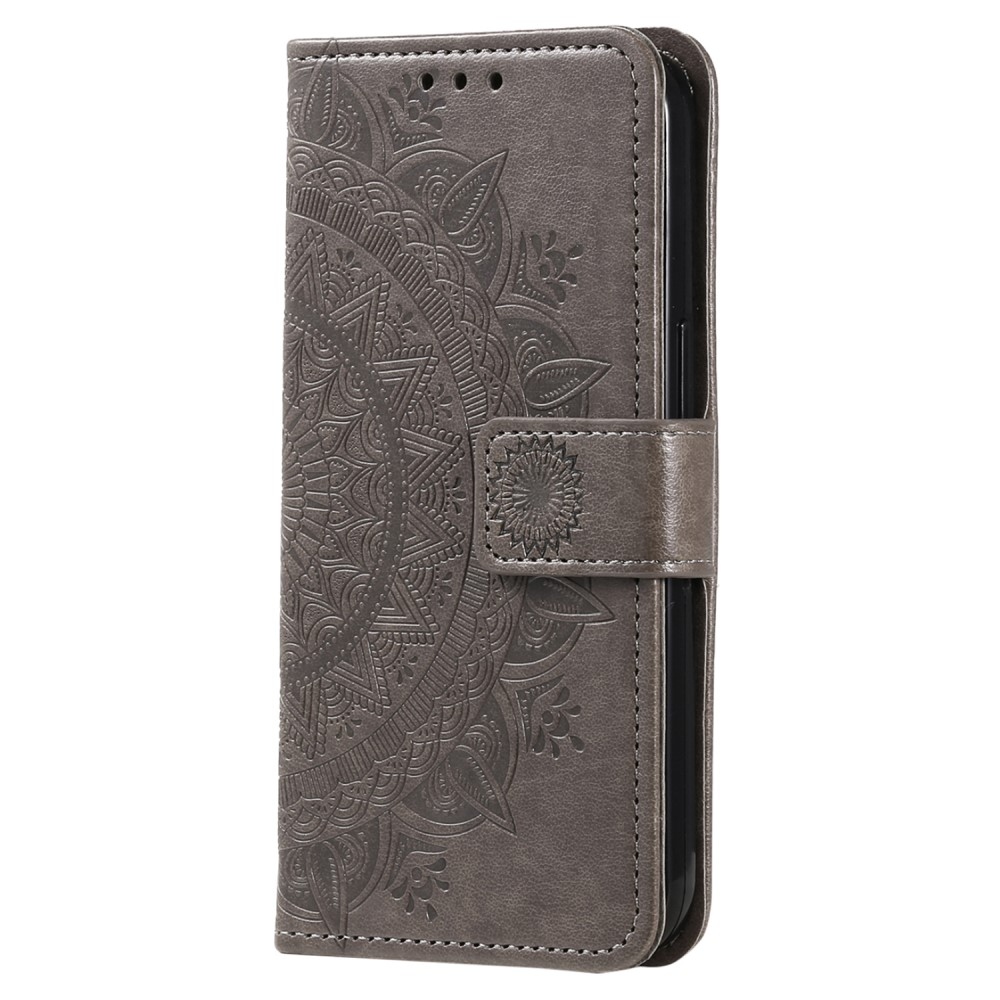 Mandala könyv tok Xiaomi Redmi Note 14-hez - szürke