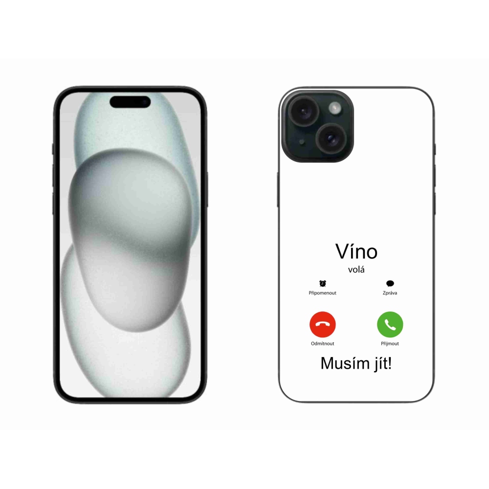 Gél borítás mmCase iPhone 15 Plus készülékhez - bor hívások fehér háttérrel