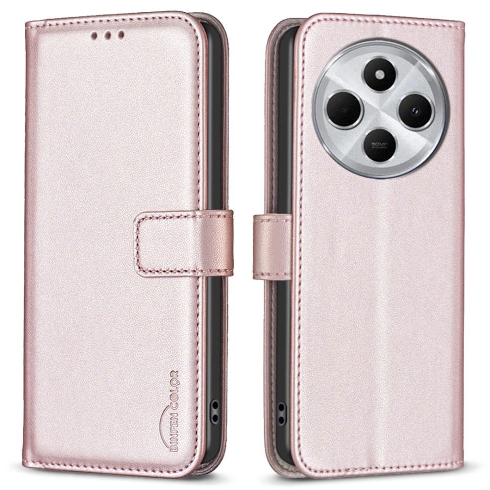 BNF könyv tok Xiaomi Redmi 14C/Poco C75-hez - rózsaarany színben