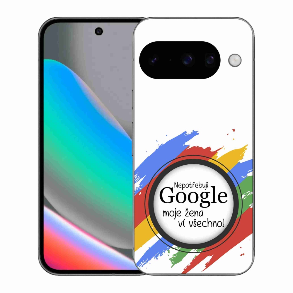 Gél borító mmCase a Google Pixel 10 - nő tudja, minden fehér háttérrel