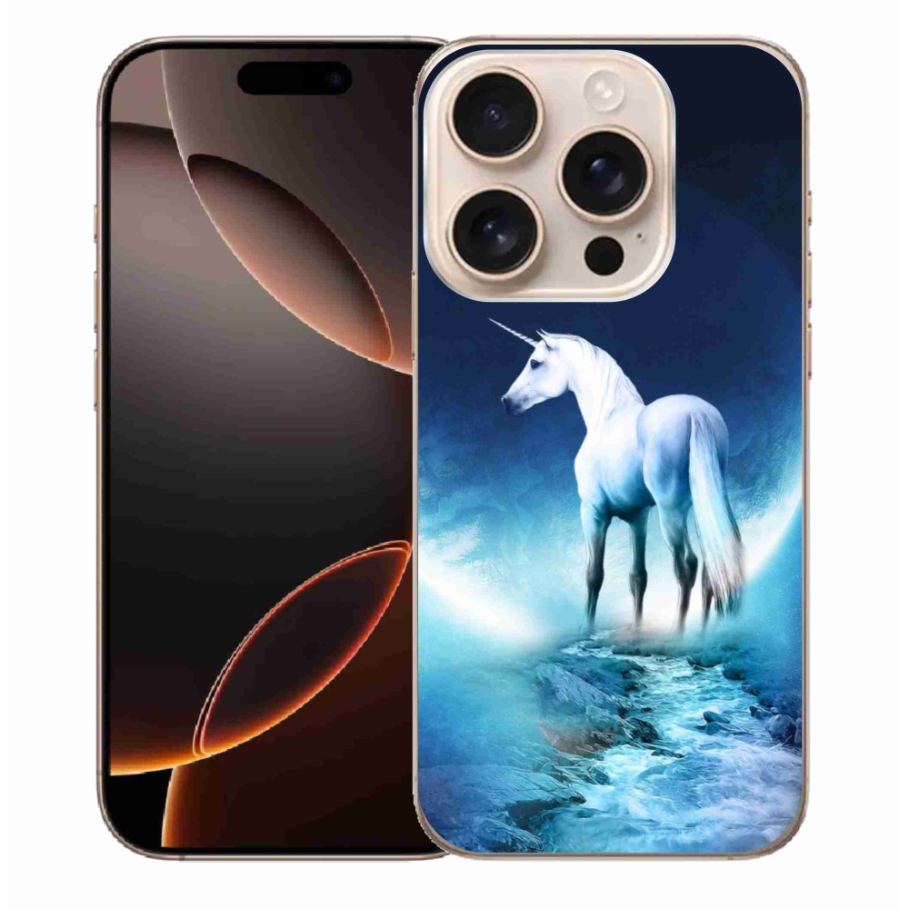 Zselés borítás mmCase iPhone 16 Pro Max készülékhez - fehér egyszarvú