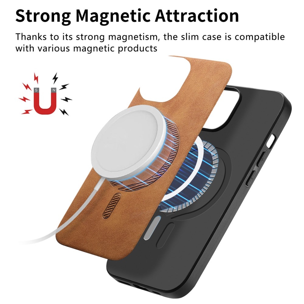 Skiny zselés tok műbőrrel és MagSafe támogatással a Honor Magic 7 Pro 5G számára - barna színben