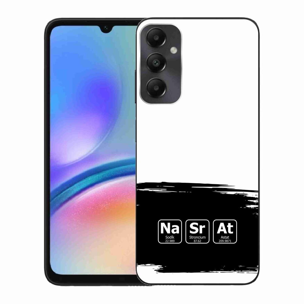 Gél borító mmCase Samsung Galaxy A05s - kémiai elemek fekete és fehér háttérrel