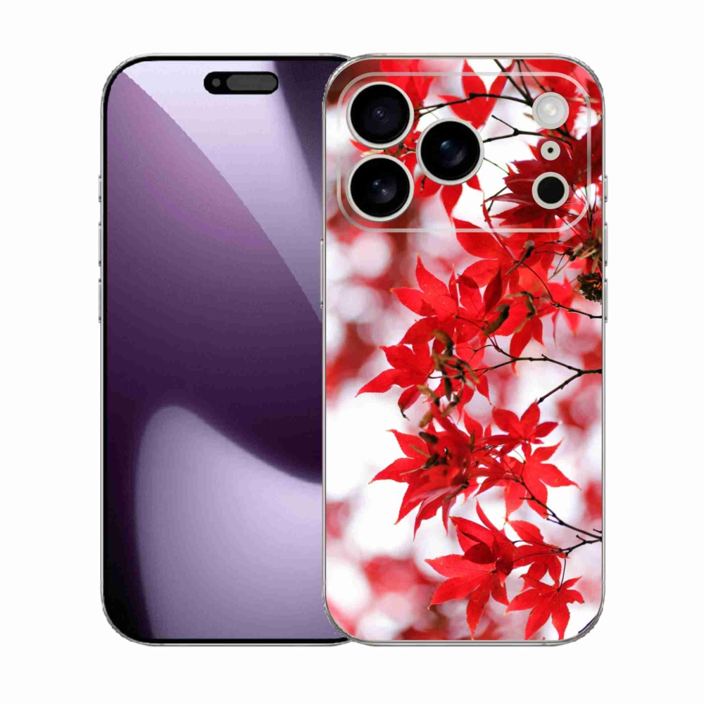 Zselés borítás mmCase iPhone 17 Pro készülékhez - piros levelek