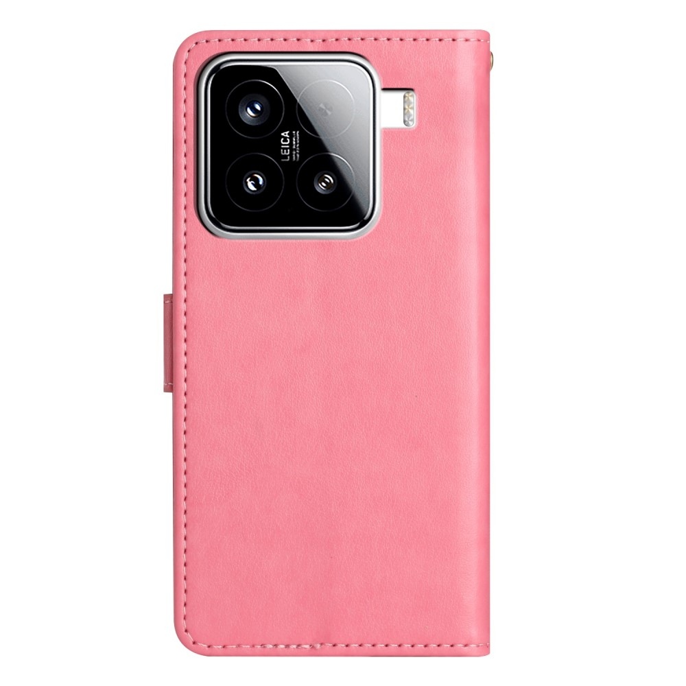 Virágok könyv tok Xiaomi 15 - rózsaszín