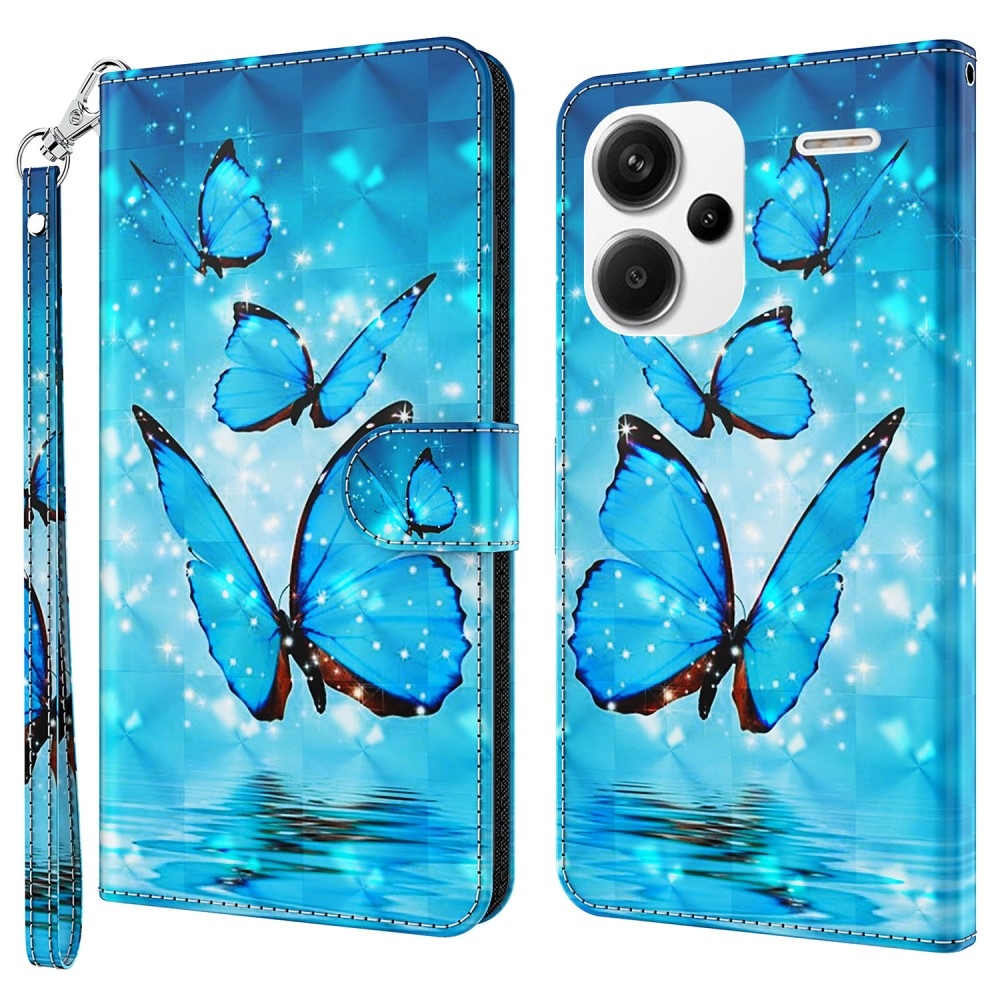 Nyomtatott könyv tok Xiaomi Redmi Note 13 Pro+ 5G - kék pillangókhoz