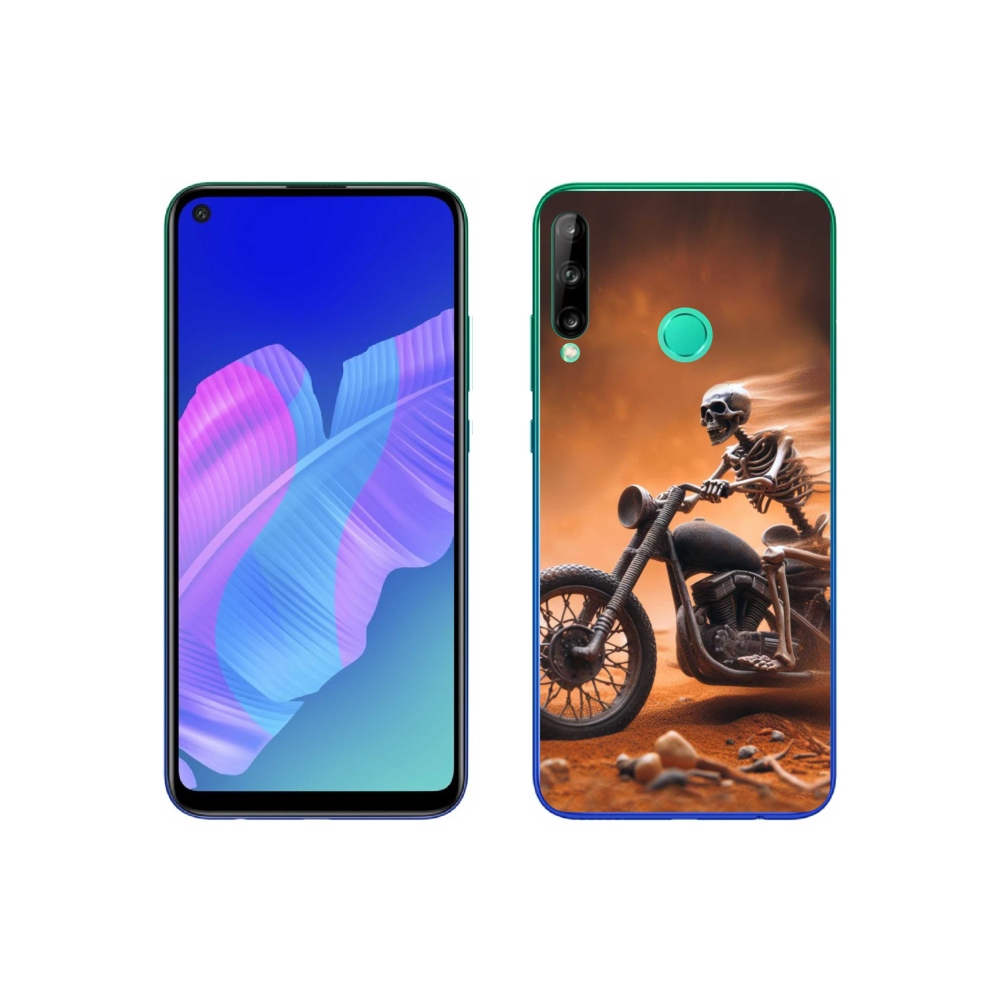 Gél borítás mmCase a Huawei P40 Lite E számára - csontváz egy motorkerékpáron