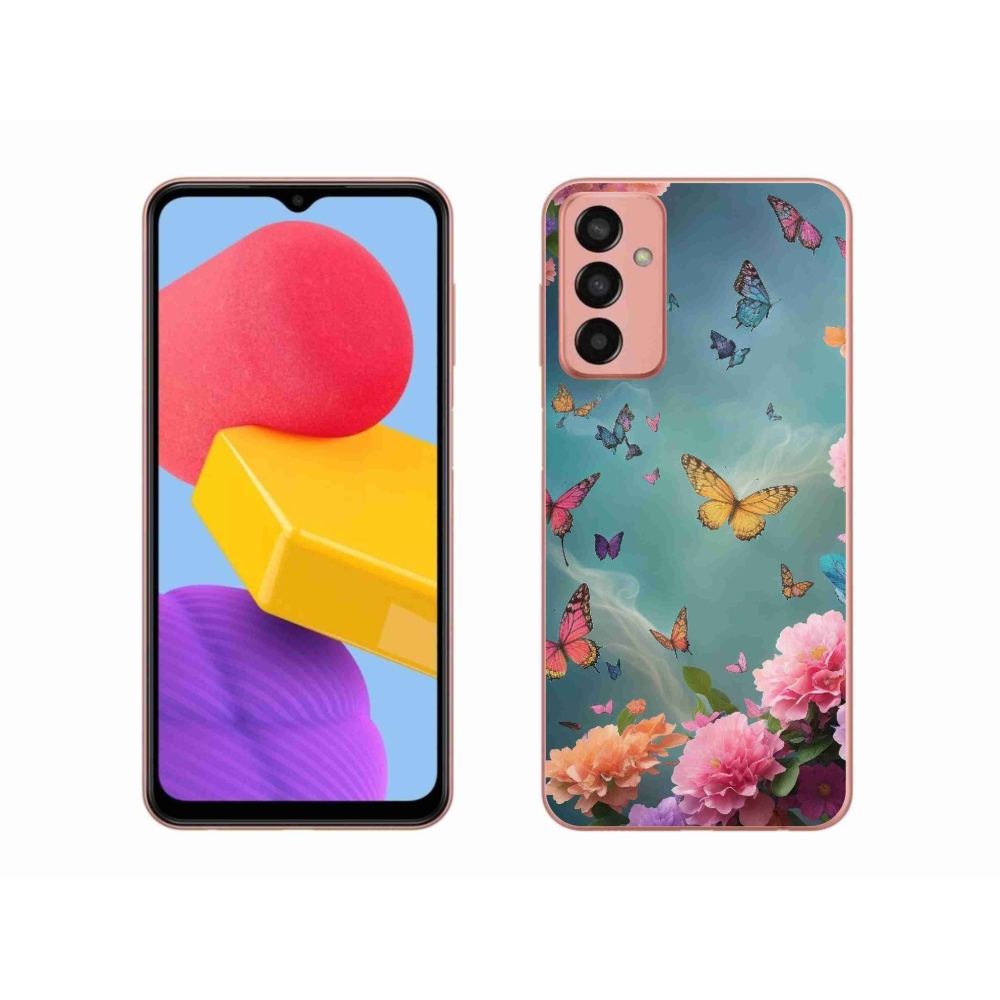 Gél borítás mmCase Samsung Galaxy M13 készülékhez - színes virágok és pillangók
