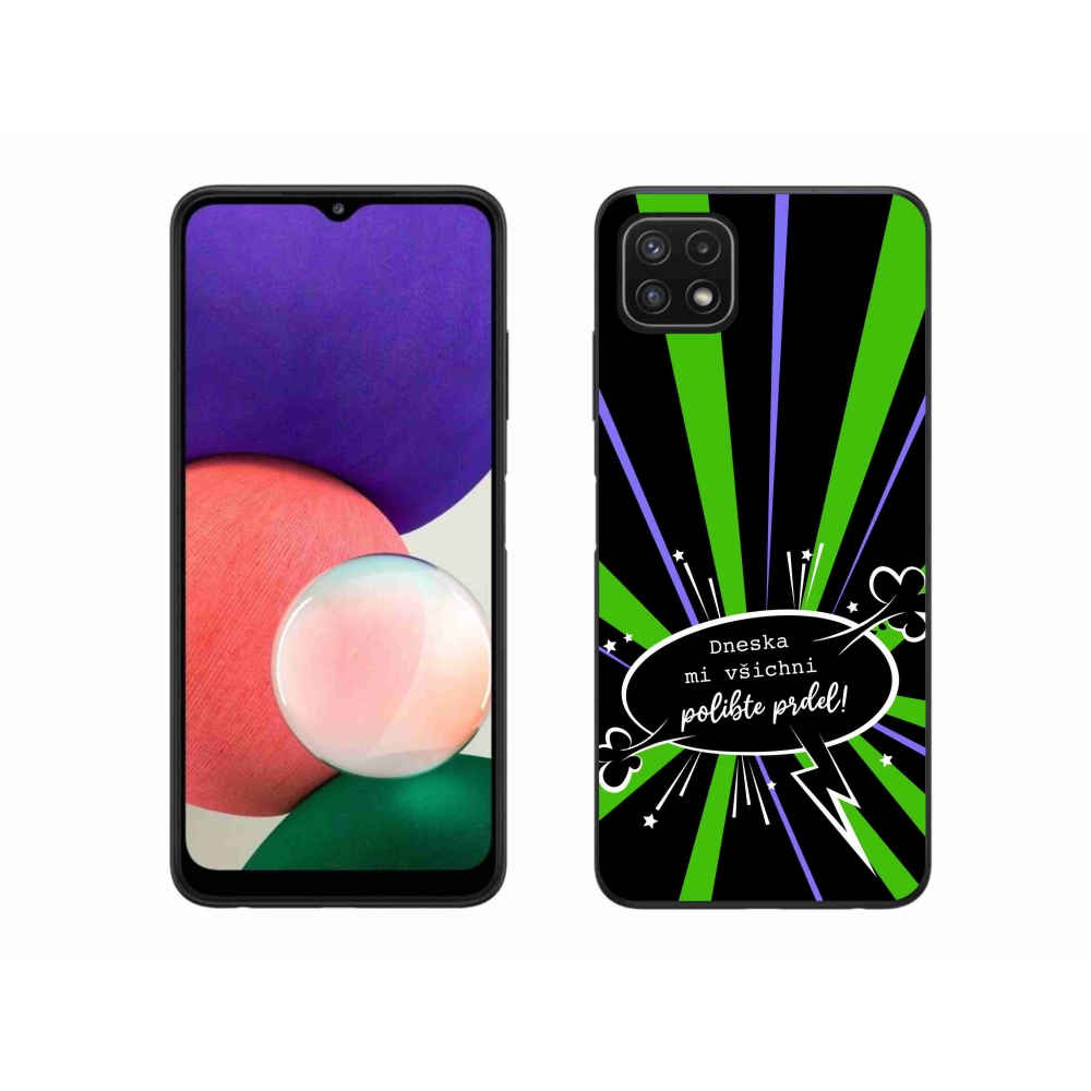 Gél borító mmCase Samsung Galaxy A22 5G - vicces szöveg 15 fekete háttérrel
