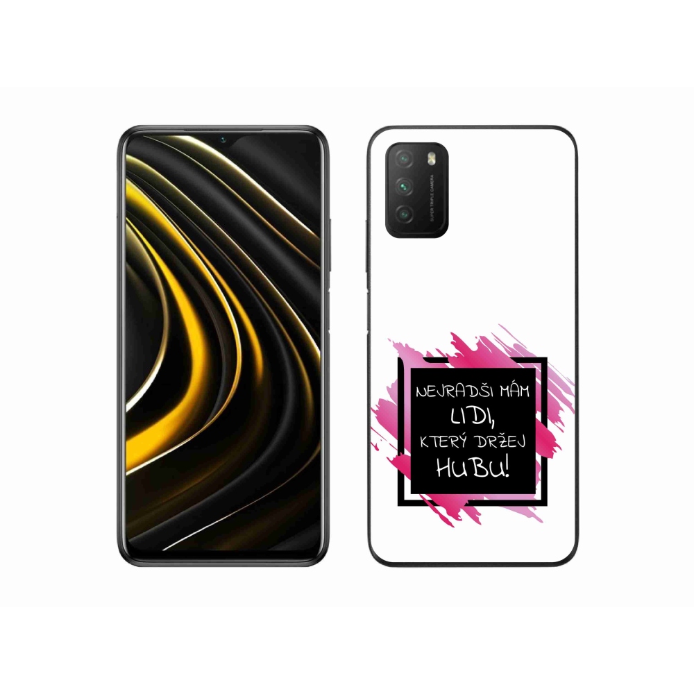 Gél borító mmCase a Xiaomi Poco M3-hoz - vicces szöveg 7 fekete-fehér háttérrel