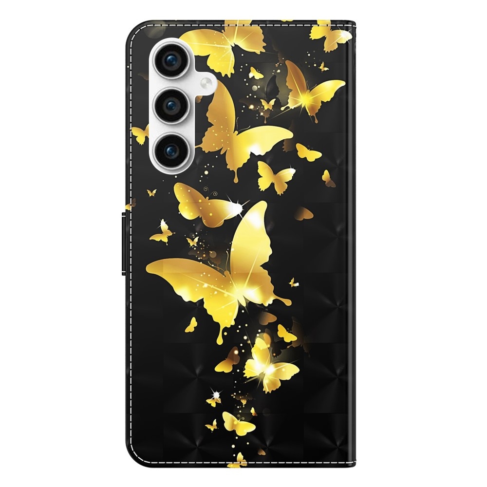 Nyomtatott könyv tok Samsung Galaxy S23 FE készülékhez - arany pillangók