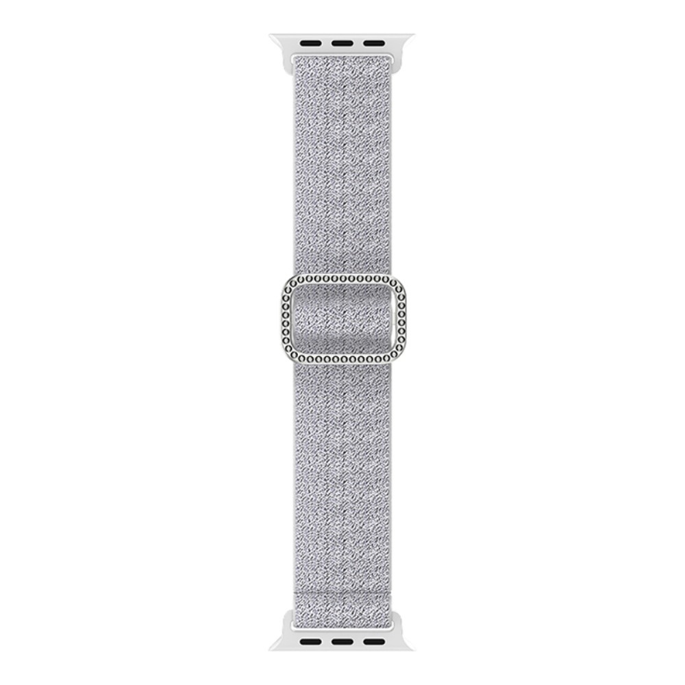 Dekor nejlon szíj Apple Watch Ultra/Ultra 2 49mm/SE/SE 2022/2023 44mm/9/8/7 45mm/6/5/4 44mm/3/2/1 42 mm-es Apple Watch Ultra/Ultra 2 órához - ezüst/fehér